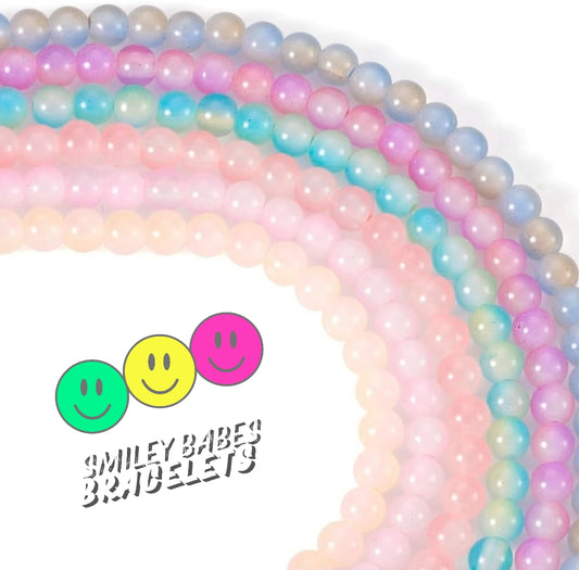 Muted Ombre Glass Round Full Stack + 1 Single [6 Bracelets]